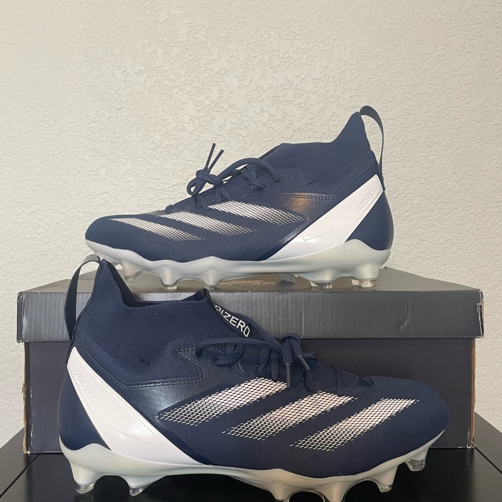 adidas Mens Size 12 ADIZERO IMPACT+ FOOTBALL CLEATS Navy Blue/White IH7458 NEW